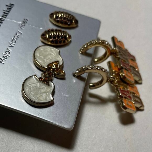 NWT Sugarfix Bauble Bar Game Day Football Set of 3 Pair Earrings Nickel-free - Picture 3 of 6